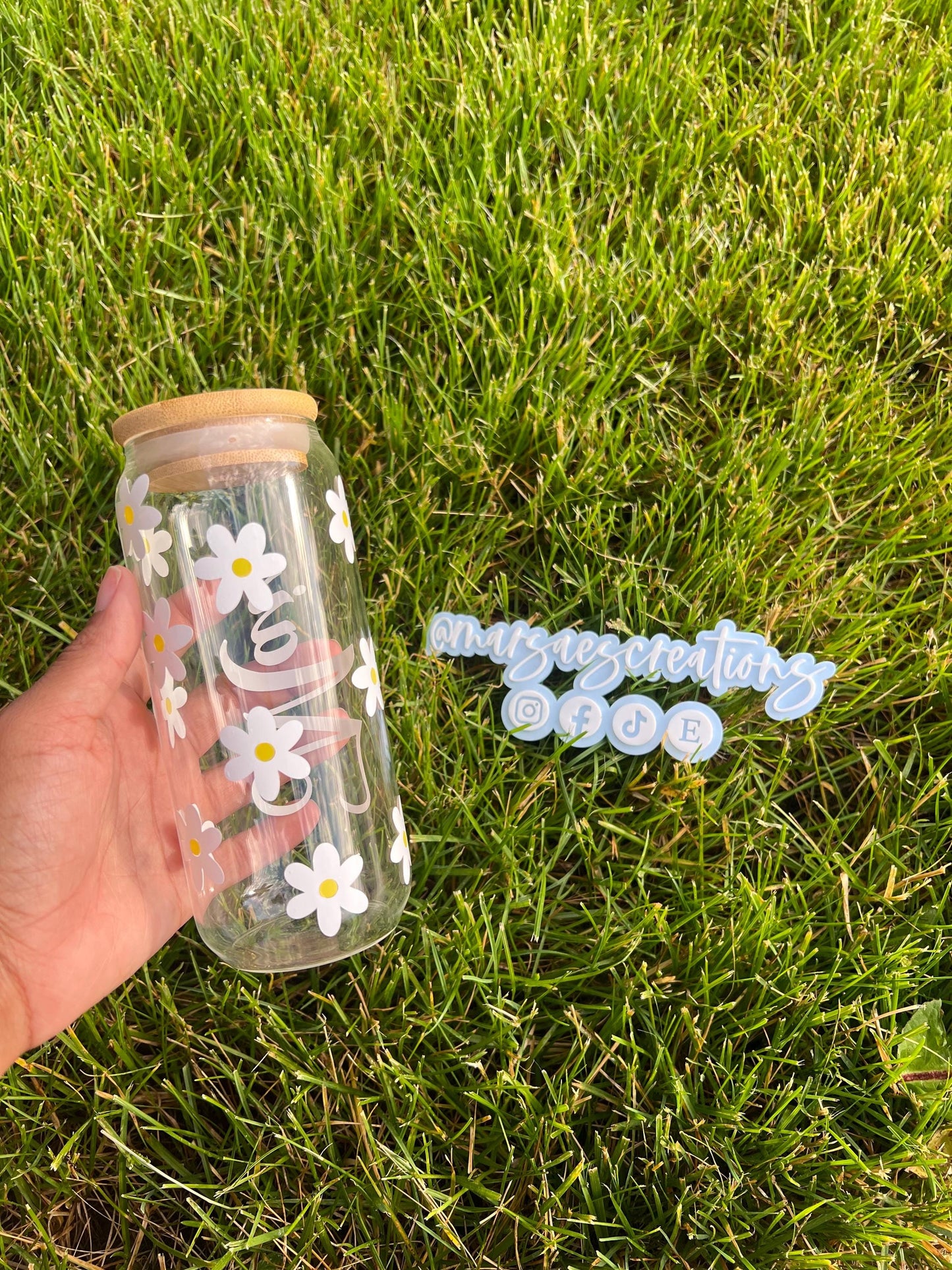 Floral Glass Tumblers 16oz- Beautifully Personalized